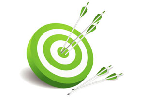A dartboard with arrows hitting the bullseye, illustrating how digital marketing and Google Ads management can drive increased website traffic.
