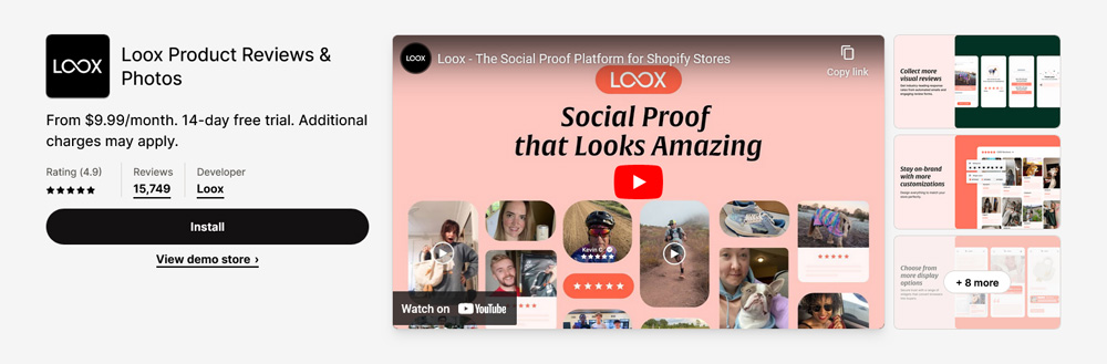 Loox Shopify reviews app