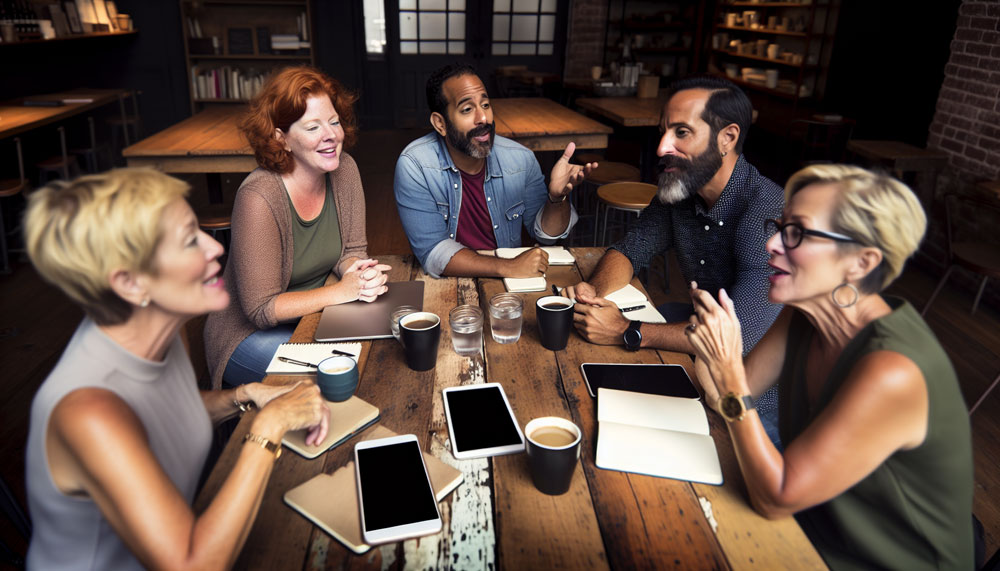 A group of people engaging in a discussion, representing nurturing customer relationships through blogging