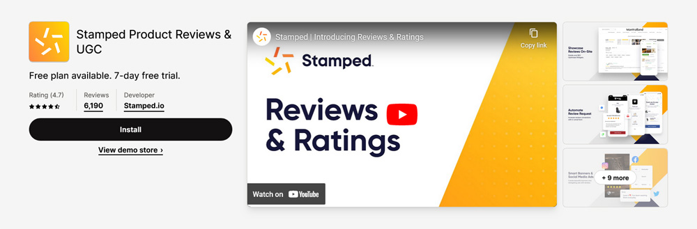 Stamped.io Shopify reviews app