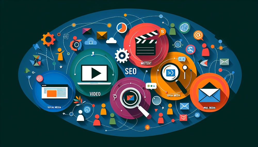 Illustration of key components of digital marketing
