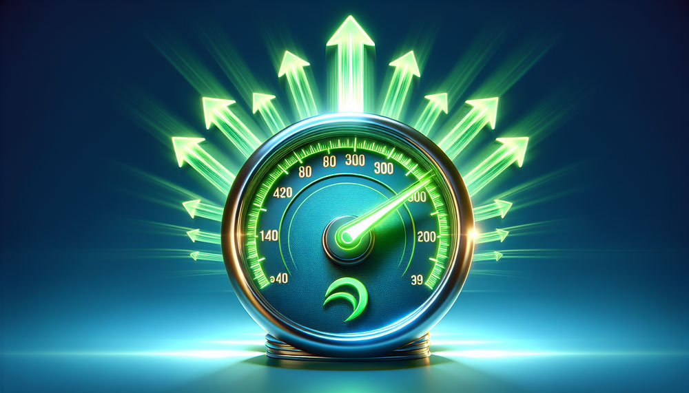 Illustration of a website speedometer impacting search engine rankings