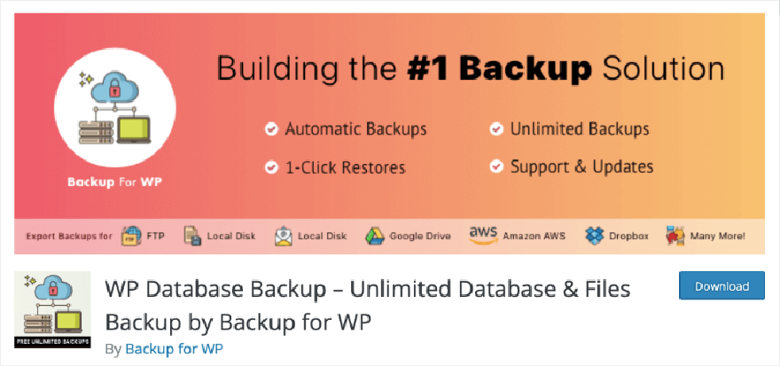 WP Databse backup plugin for WordPress